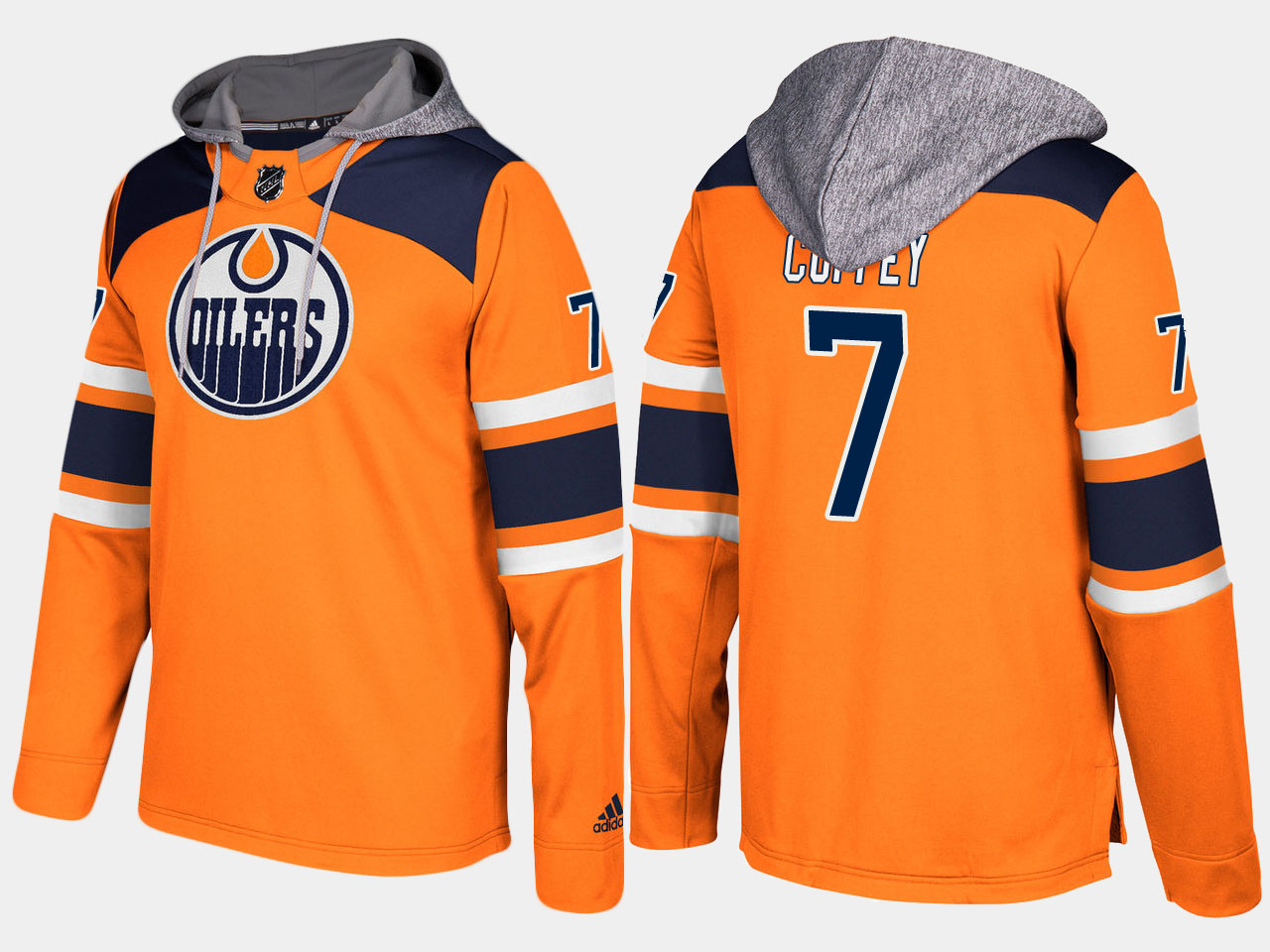 Men NHL Edmonton oilers retired #7 paul coffey orange hoodie->new orleans saints->NFL Jersey